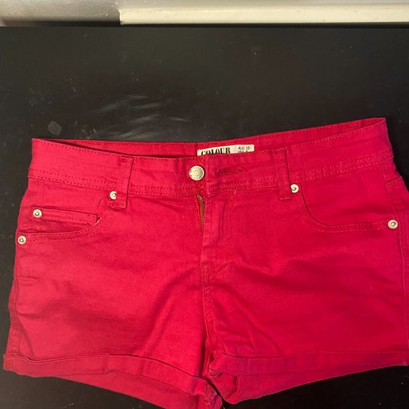 Red Jean shorts - Picture 3 of 5